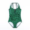 Women's plus size striped high elastic triangle swimsuit