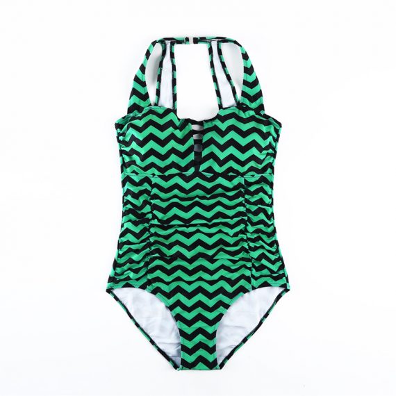 Women's plus size striped high elastic triangle swimsuit