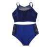 Large size thin solid color two-piece bikini swimwear with chest pad and steel ring