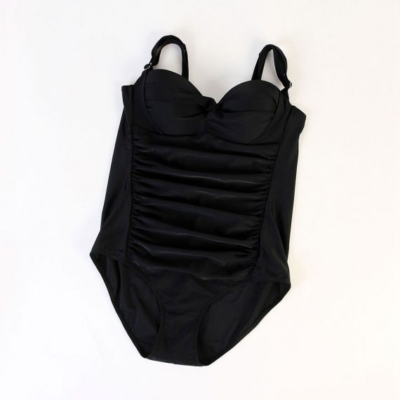 Solid color plus size one-piece swimsuit with chest pad and steel ring