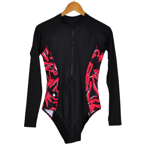 Patterned long-sleeved wetsuit triangle swimsuit without steel ring covering belly slim