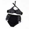 Plus size retro polka dot hanging neck two-piece swimsuit bikini