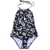 European and American large size non-steel ring printed swimsuit one-piece of triangle