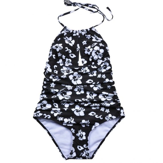 European and American large size non-steel ring printed swimsuit one-piece of triangle