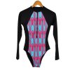 Long sleeves Sexy back leak Triangle one-piece swimsuit wetsuit Zip on chest