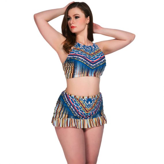 New large size striped slim sexy short skirt bikini swimsuit