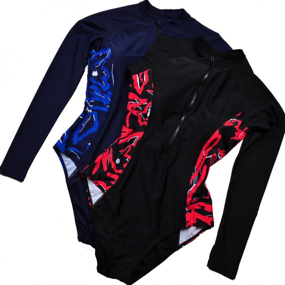 Patterned long-sleeved wetsuit triangle swimsuit without steel ring covering belly slim