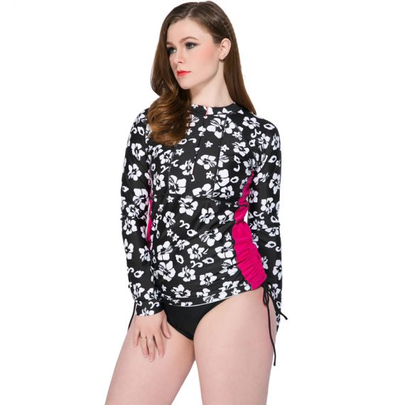 Large size flower pattern two-piece long-sleeved sun bathing suit