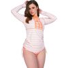 Yellow striped long-sleeved sunscreen slimming triangle two-piece swimsuit wetsuit
