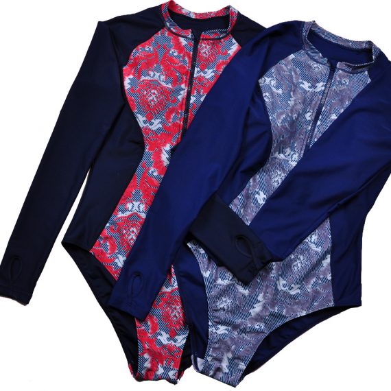 Patterned No rims long-sleeved triangle swimsuit wetsuit