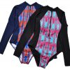 Long sleeves Sexy back leak Triangle one-piece swimsuit wetsuit Zip on chest