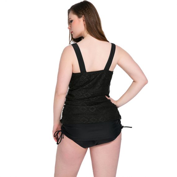 Plus size solid color lace conservative slim Skirt one-piece swimsuit