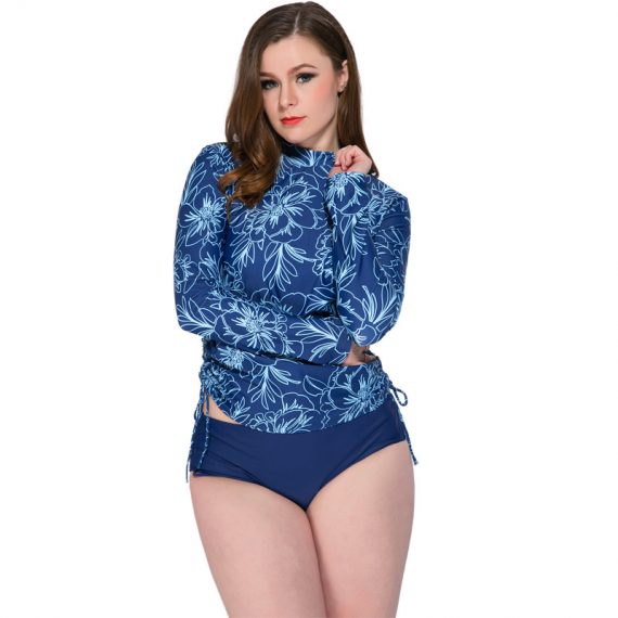 Split plus size ladies long sleeve sunscreen swimsuit wetsuit