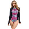 Long sleeves Sexy back leak Triangle one-piece swimsuit wetsuit Zip on chest