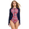 Patterned No rims long-sleeved triangle swimsuit wetsuit