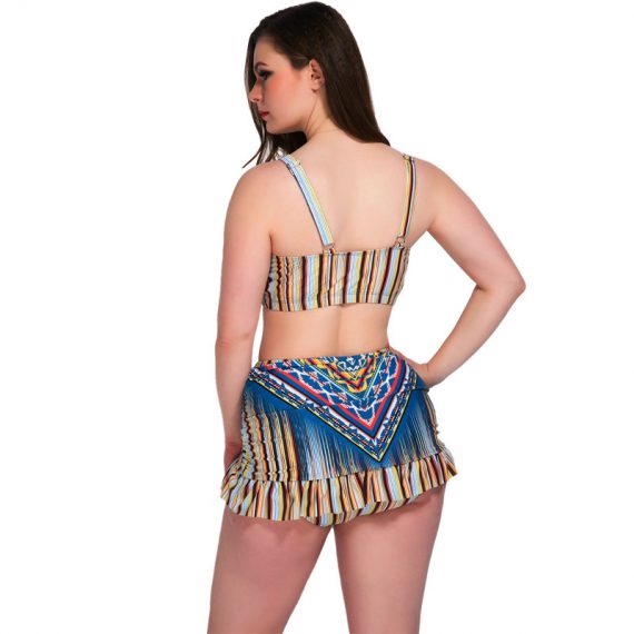New large size striped slim sexy short skirt bikini swimsuit