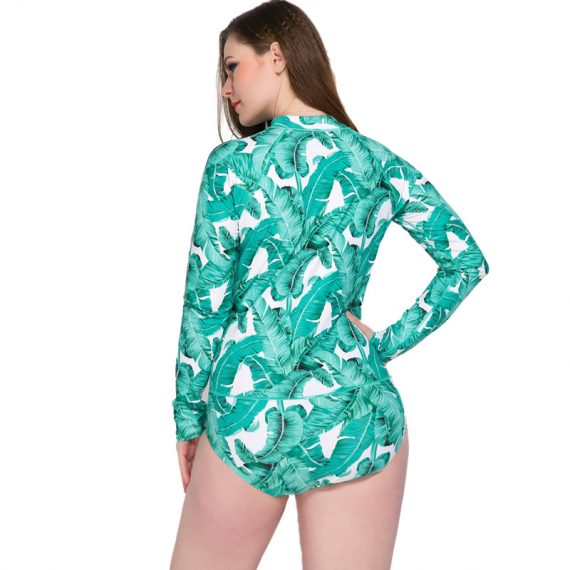 Floral sexy slim long sleeve sunscreen one-piece swimsuit wetsuit no chest pad and steel ring
