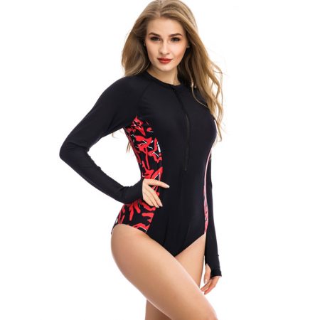 Patterned long-sleeved wetsuit triangle swimsuit without steel ring covering belly slim