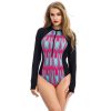 Long sleeves Sexy back leak Triangle one-piece swimsuit wetsuit Zip on chest