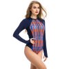 Long sleeves Sexy back leak Triangle one-piece swimsuit wetsuit Zip on chest