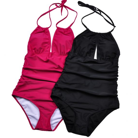 Solid color plus size swimsuit without steel ring triangle