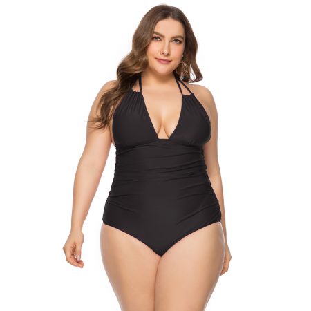 Solid color plus size swimsuit without steel ring triangle