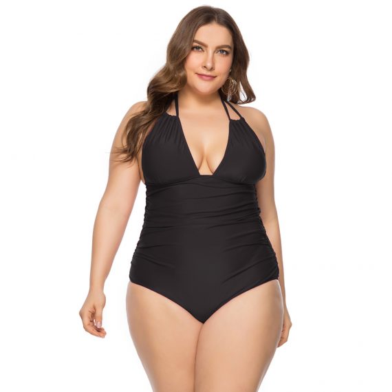 Solid color plus size swimsuit without steel ring triangle