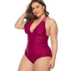 Solid color plus size swimsuit without steel ring triangle