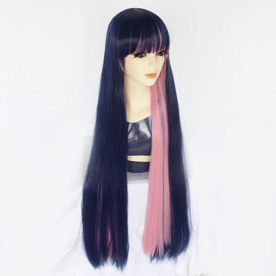 Panty & Stocking with Garterbelt Anarchy Stocking Blue Pink Long Straight Wig