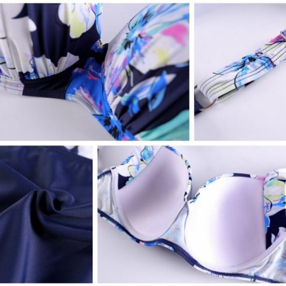 Low waist triangle pants two-piece sexy bikini flower pattern swimsuit