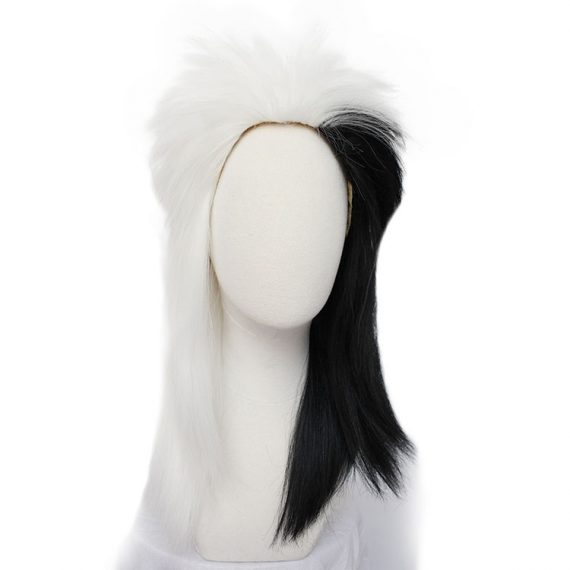 Cruella de Vil cosplay wig black and white hair