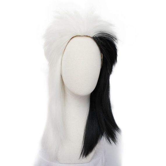 Cruella de Vil cosplay wig black and white hair