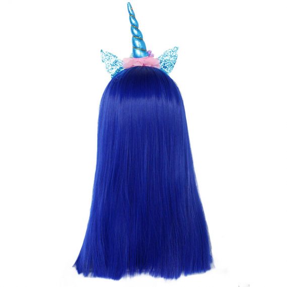 Perruque Cosplay Twilight Sparkle Kolegrial - 60 Cm, Cheveux Raides, Couleur Licorne - Pour Déguisement, Halloween, Carnaval