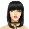 European style black short straight hair fashion wig