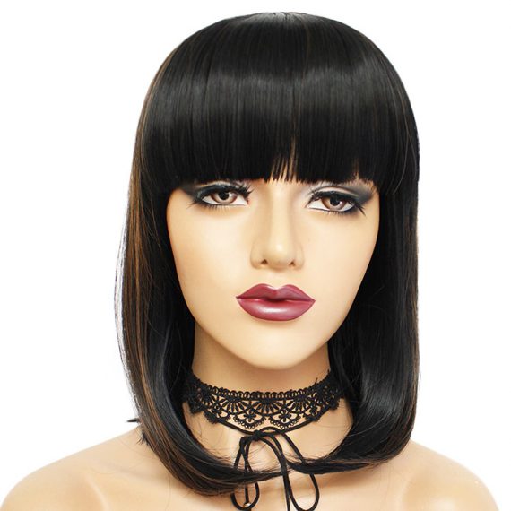 European style black short straight hair fashion wig