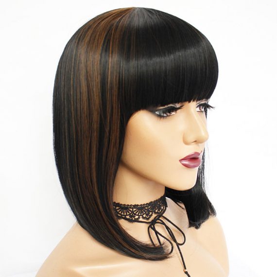 European style black short straight hair fashion wig
