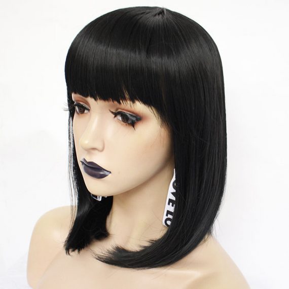 European style black short straight hair fashion wig