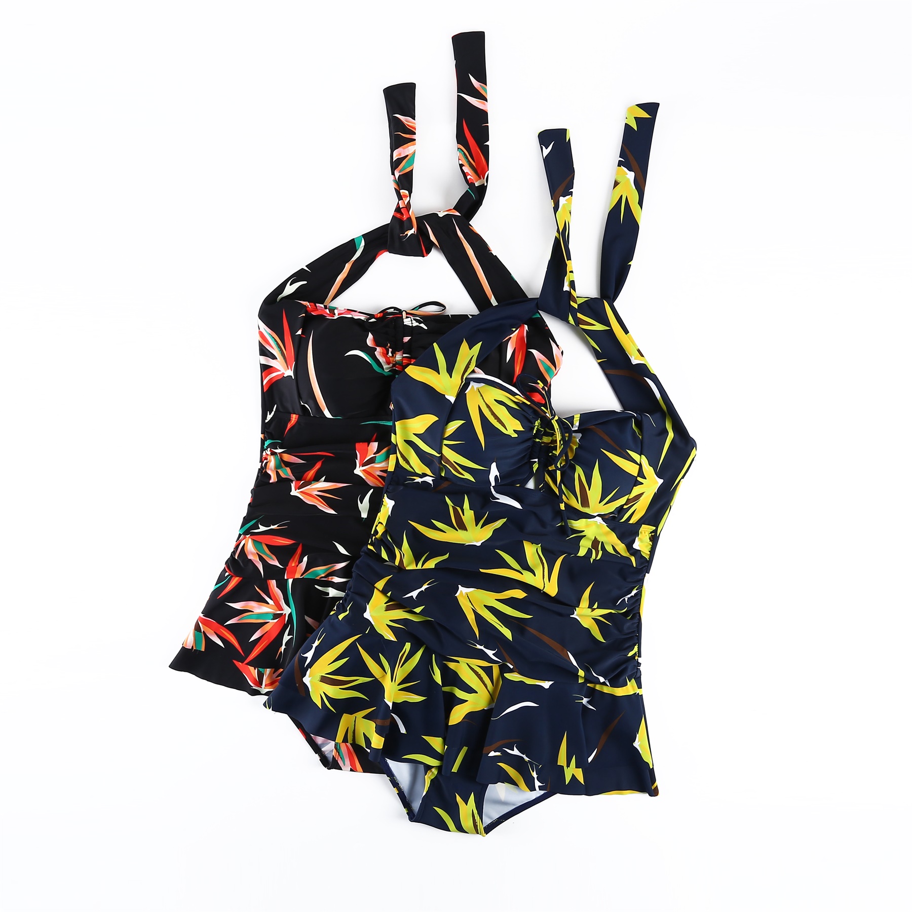 One-piece sexy skirt swimsuit with patterned plus size cover belly