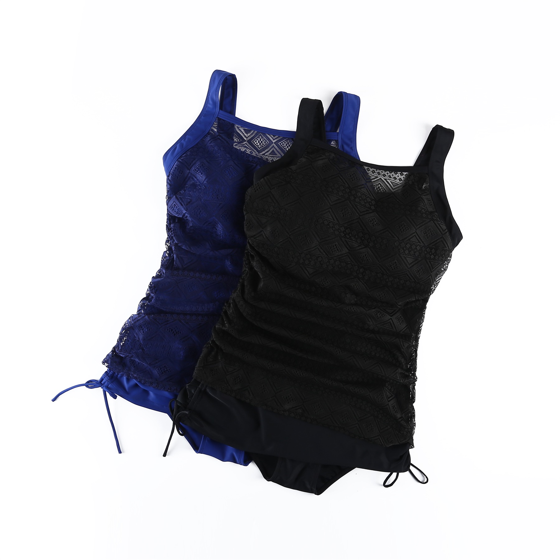 Plus size solid color lace conservative slim Skirt one-piece swimsuit