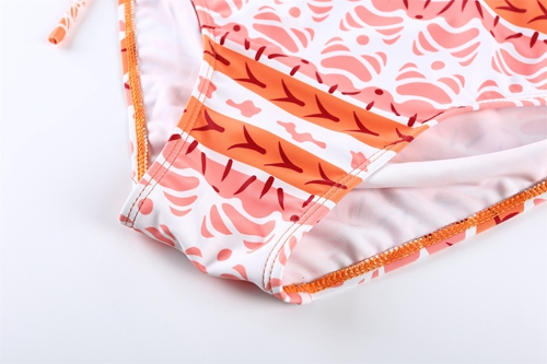 Yellow striped long-sleeved sunscreen slimming triangle two-piece swimsuit wetsuit