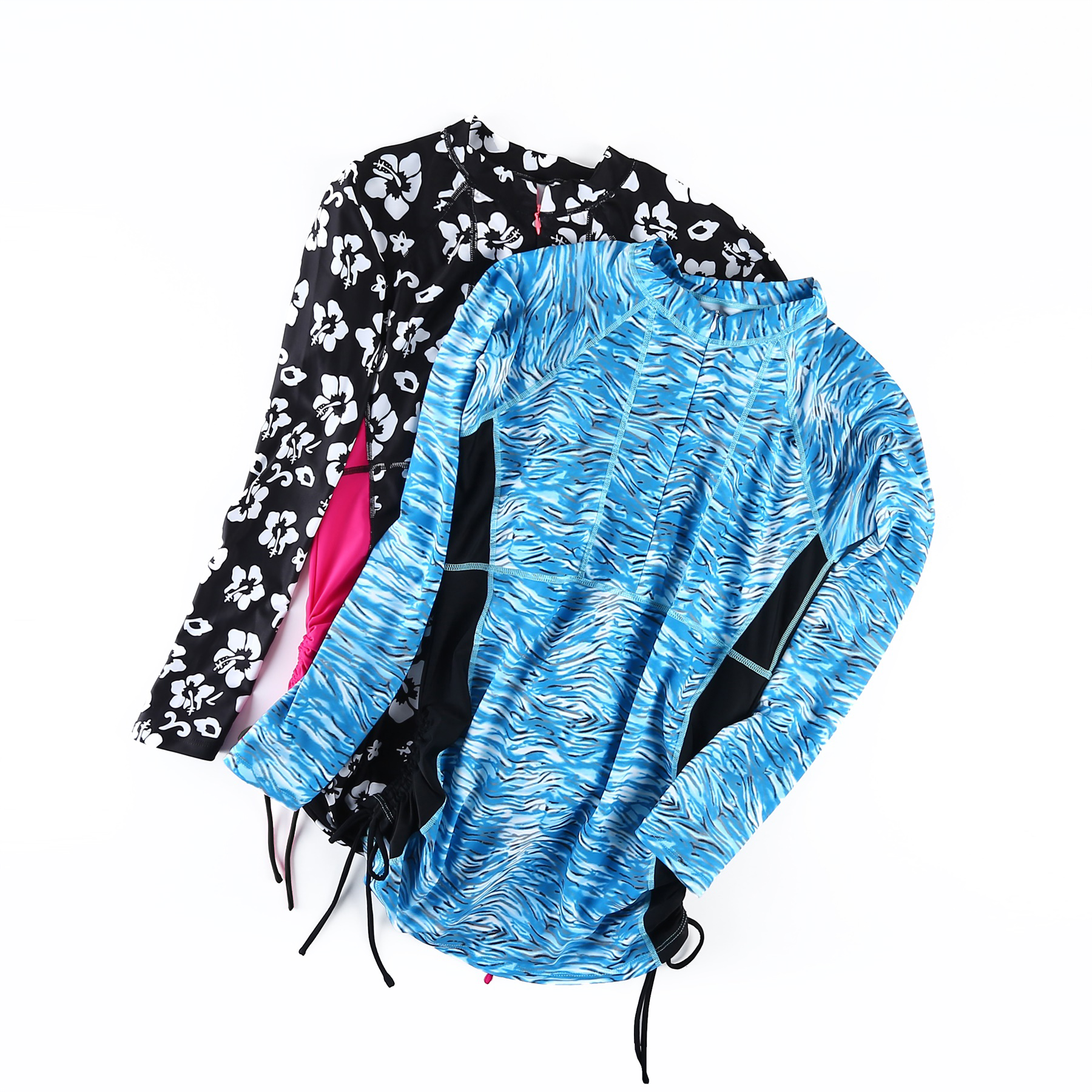 Large size flower pattern two-piece long-sleeved sun bathing suit