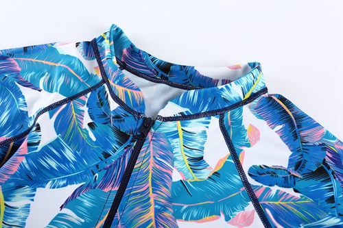 Floral sexy slim long sleeve sunscreen one-piece swimsuit wetsuit no chest pad and steel ring