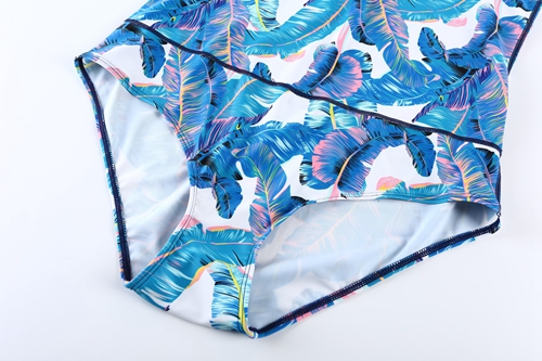 Floral sexy slim long sleeve sunscreen one-piece swimsuit wetsuit no chest pad and steel ring