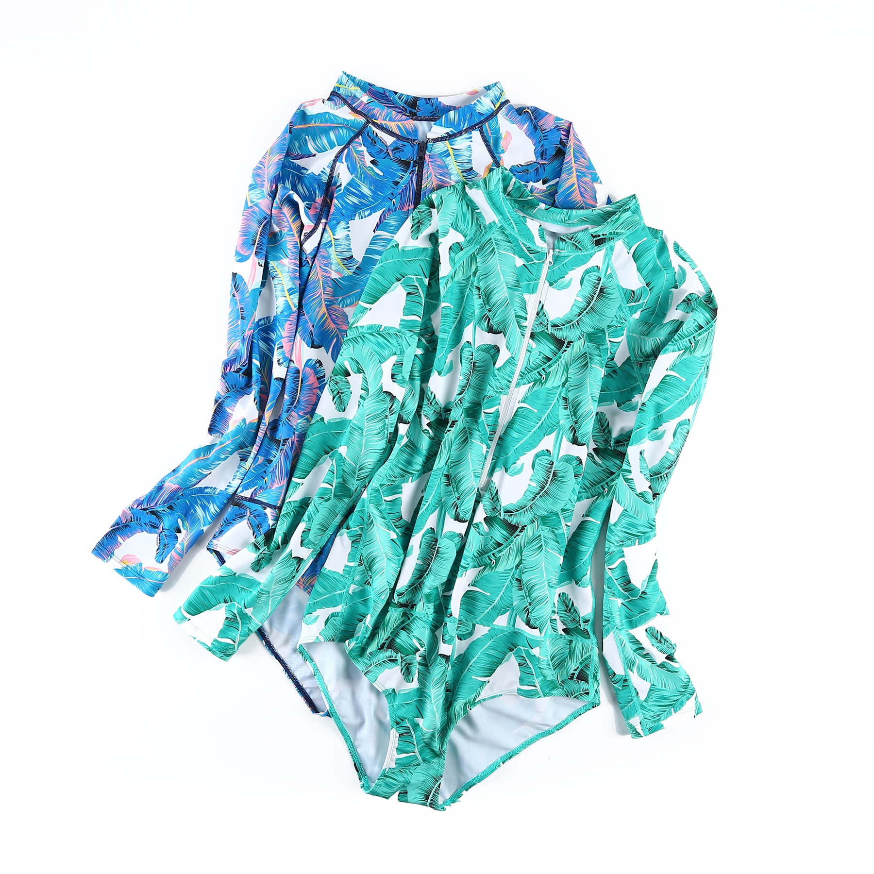 Floral sexy slim long sleeve sunscreen one-piece swimsuit wetsuit no chest pad and steel ring