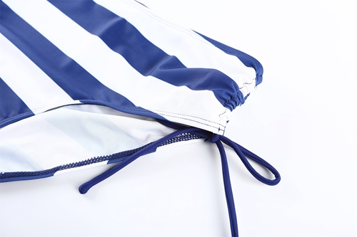 Solid color striped high elastic large size leaky back sexy swimsuit