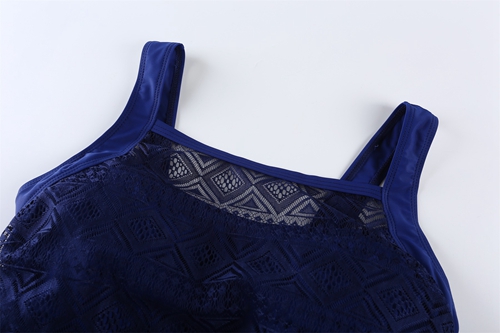 Plus size solid color lace conservative slim Skirt one-piece swimsuit