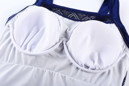 Plus size solid color lace conservative slim Skirt one-piece swimsuit