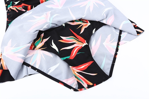 One-piece sexy skirt swimsuit with patterned plus size cover belly