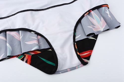 One-piece sexy skirt swimsuit with patterned plus size cover belly