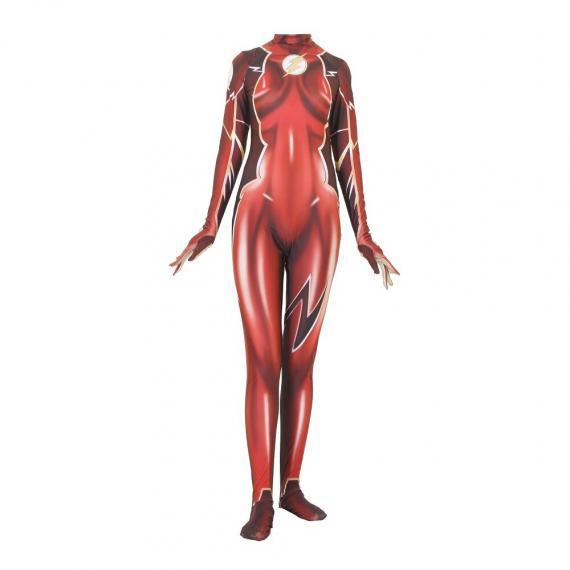 3D style Lycra red female flasher Halloween cosplay jumpsuit